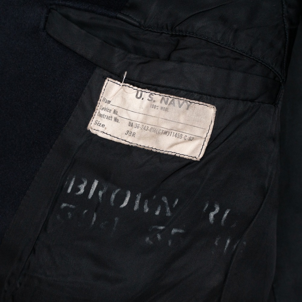 Vtg 60s 1962 Authentic US Navy Clothing Depot Wool Pea Coat 38R Military Stencil - Picture 3 of 13